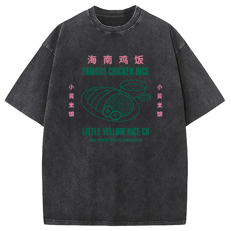 Modecanvas Famous Chicken Rice DTG Printing Washed T-Shirt