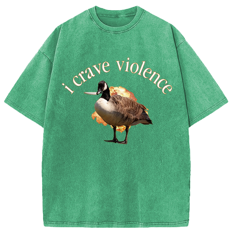 Modecanvas I Crave Violence DTG Printing Washed T-Shirt