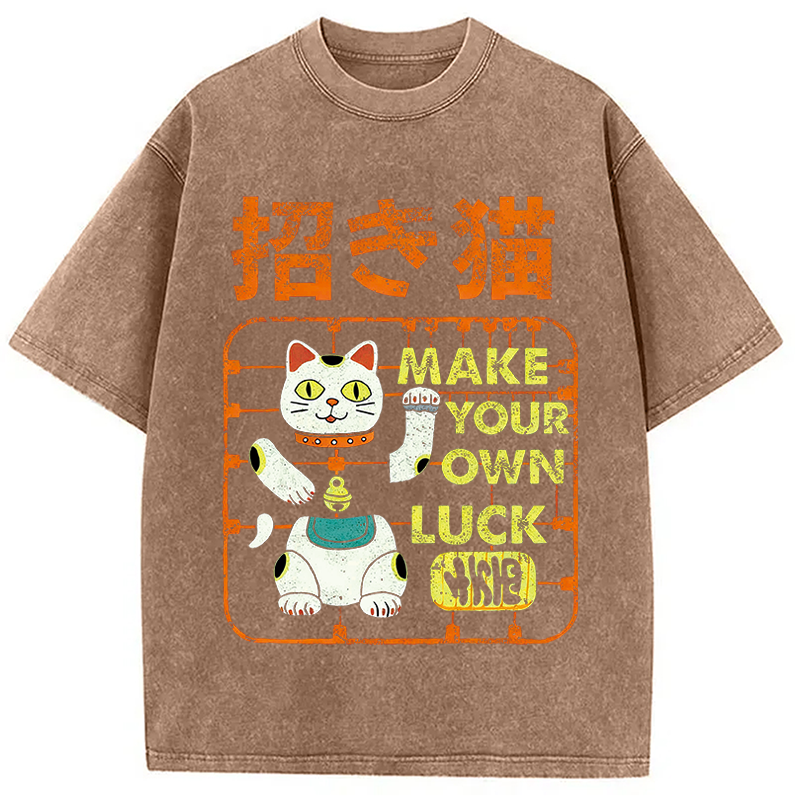 Modecanvas Make your own luck DTG Printing Washed T-Shirt