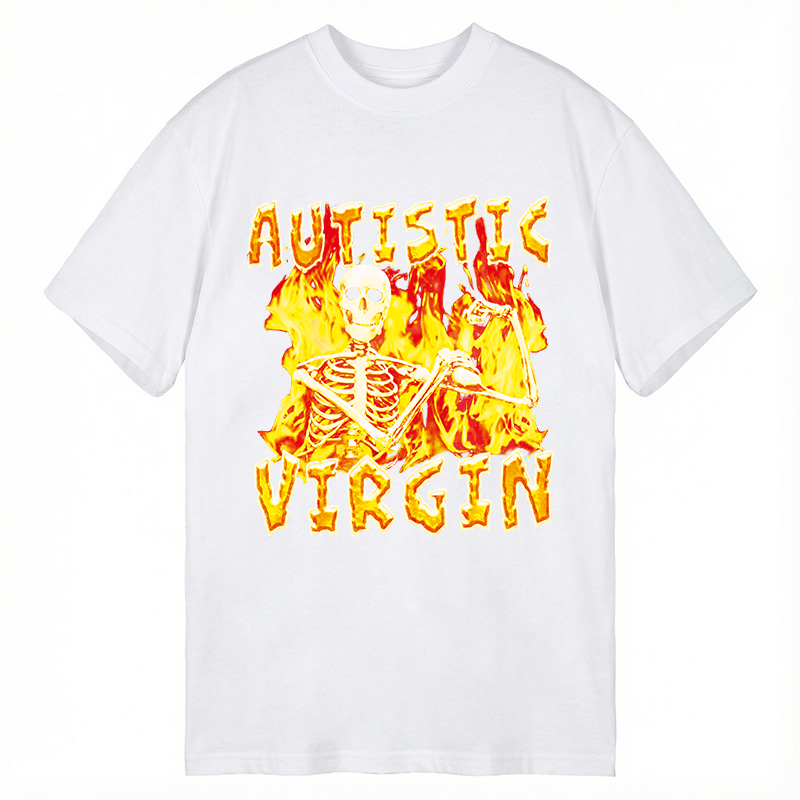 Modecanvas Autistic Virgin Funny Skeleton DTG Printing Classic T-Shirt-modecanvas