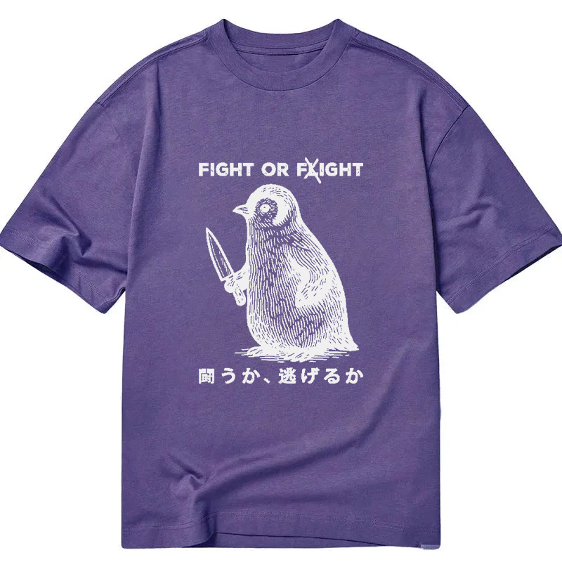 Modecanvas Funny Fight Or Flight DTG Printing Classic T-Shirt-modecanvas