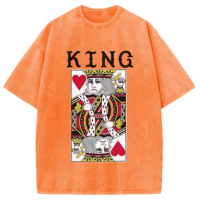 Modecanvas King of Hearts Mens DTG Printing Washed T-Shirt