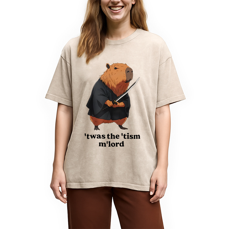 Modecanvas Focused Samurai Capybara Washed T-Shirt
