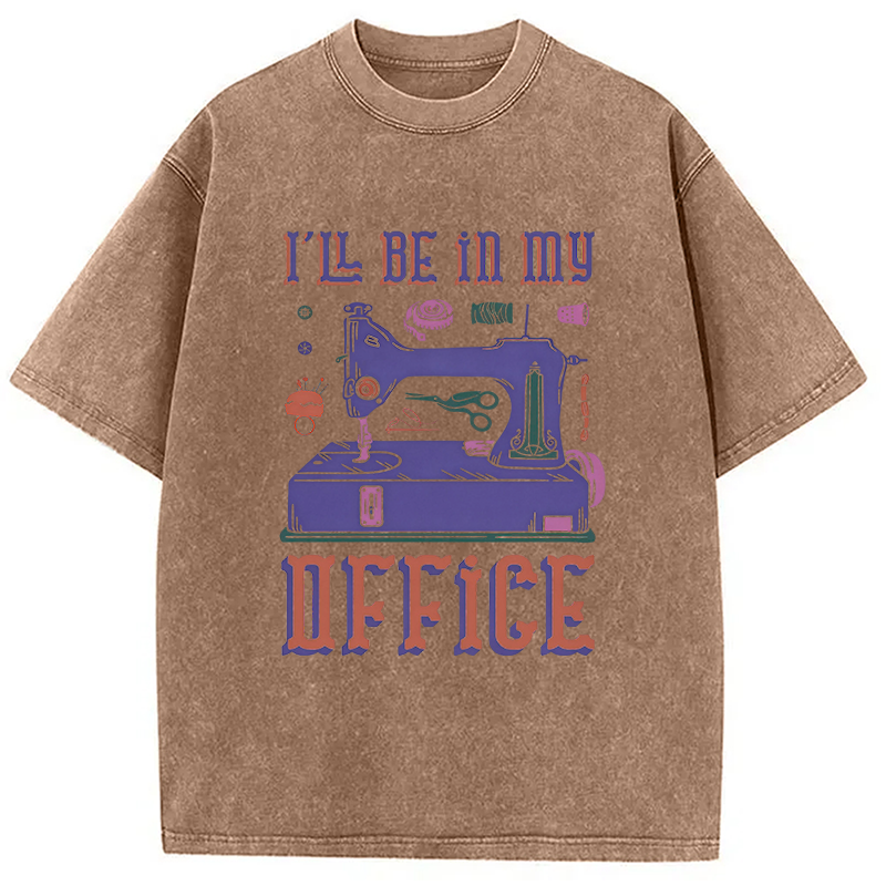 Modecanvas Funny Sewing Machine Seamstress Tailor DTG Printing Washed T-Shirt