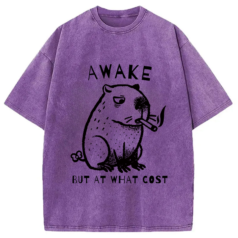 Modecanvas Capybara Smoking Washed T-Shirt