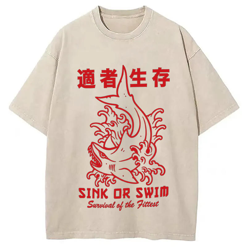 Modecanvas Sink Or Swim DTG Printing Washed T-Shirt