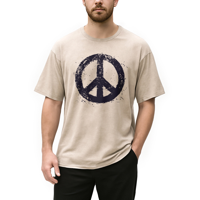 Modecanvas Peace Sign DTG Printing Washed T-Shirt