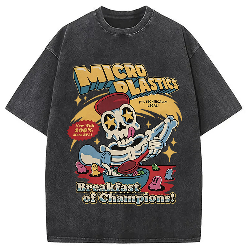 Modecanvas Microplastics Skeleton Meme DTG Printing Washed T-Shirt