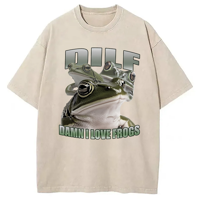 Modecanvas Damn I Love Frogs Washed T-Shirt