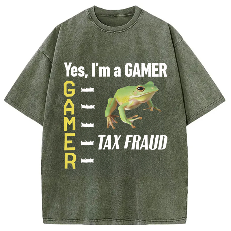 Modecanvas Frog Gamer Meme Washed T-Shirt