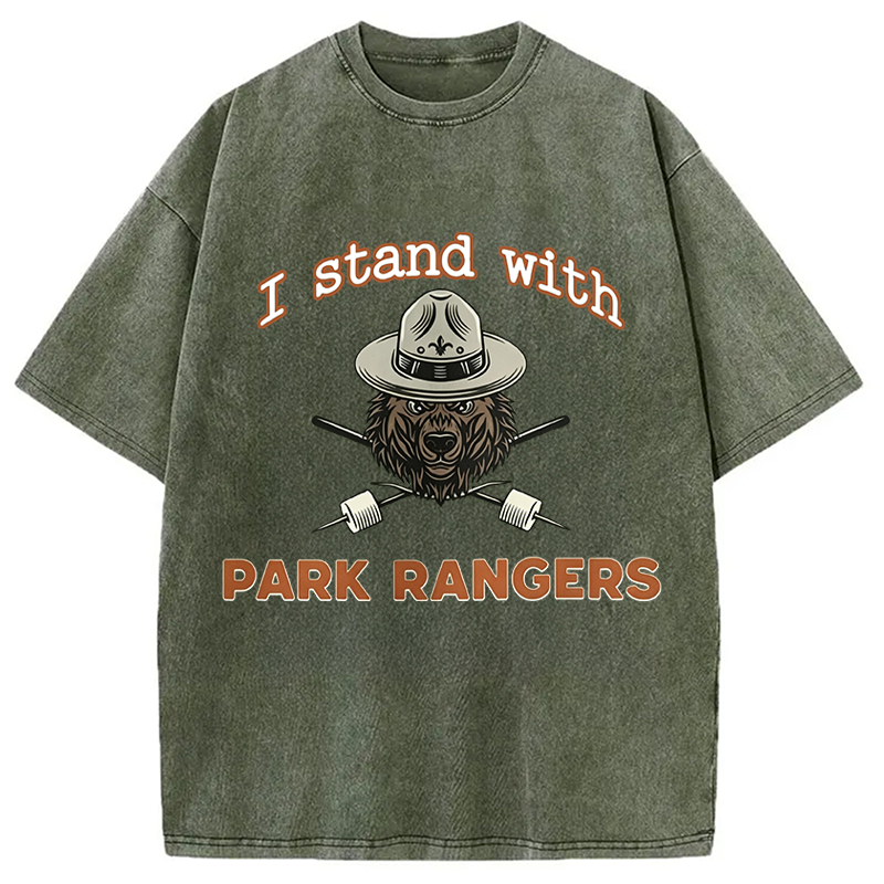 Modecanvas I Stand With Park Rangers DTG Printing Washed T-Shirt