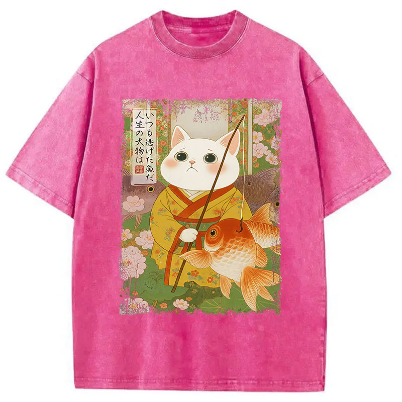 Modecanvas The Tale of Cat and Fish Washed T-Shirt