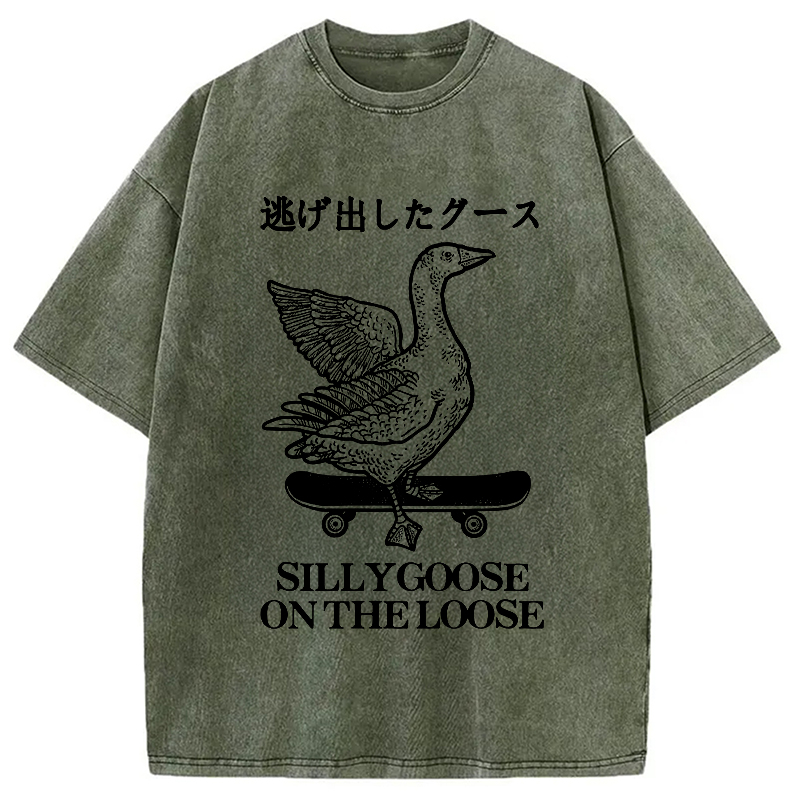Modecanvas Skateboard Goose Washed T-Shirt-modecanvas