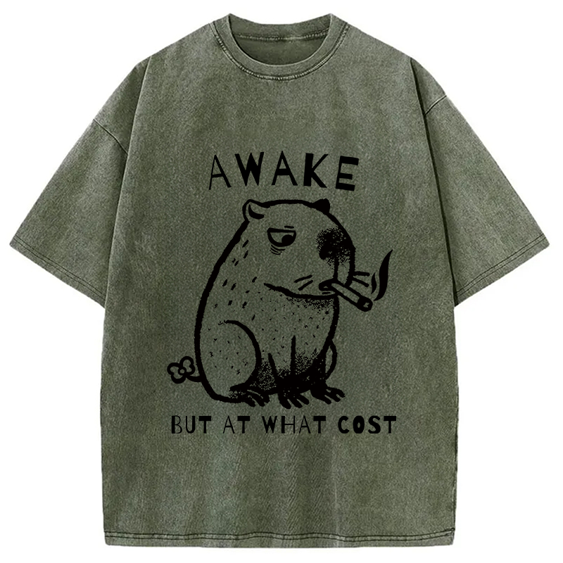 Modecanvas Capybara Smoking Washed T-Shirt