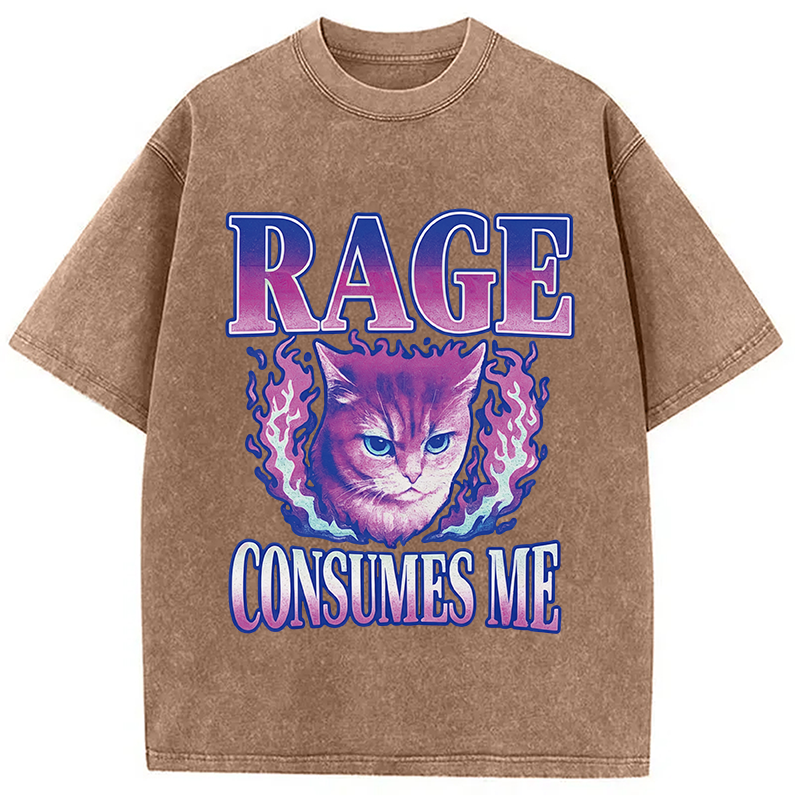 Modecanvas Rage Consumes Me DTG Printing Washed T-Shirt