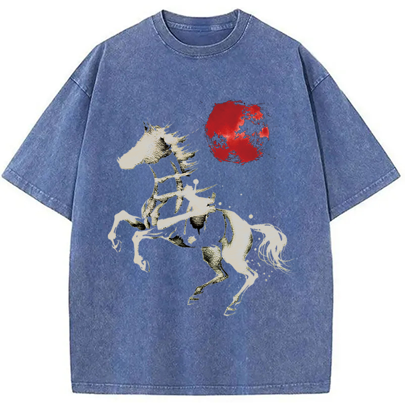 Modecanvas Spirit of the Horse DTG Printing Washed T-Shirt