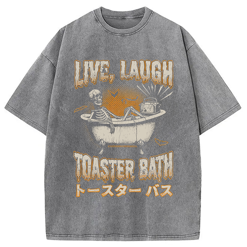 Modecanvas Skeleton Taking A Bath Washed T-Shirt