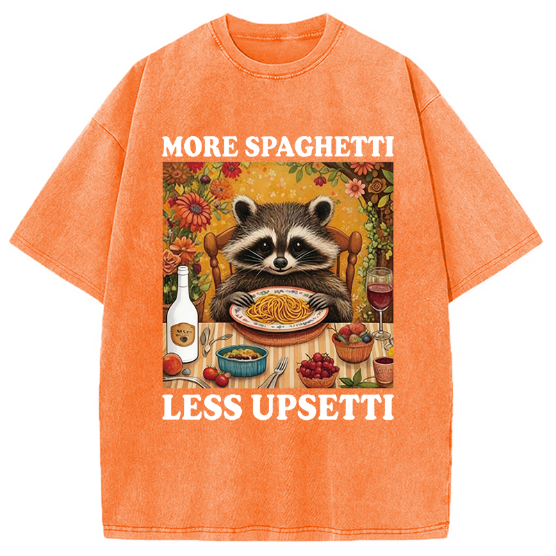 Modecanvas More Spagetti Less Upsetti Raccoon DTG Printing Washed T-Shirt
