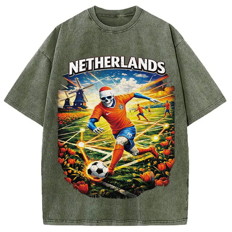 Modecanvas Holland Football DTG Printing Washed T-Shirt