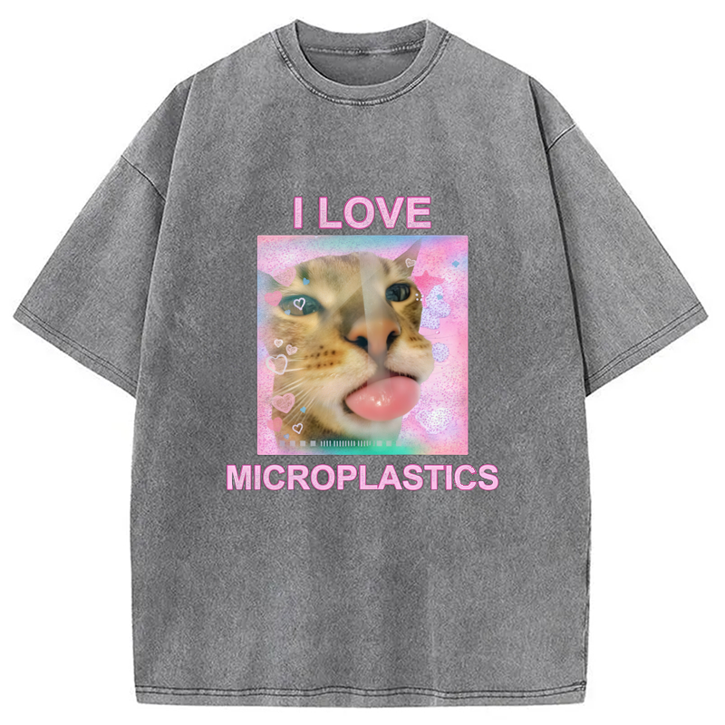 Modecanvas I Love Microplastics Washed T-Shirt
