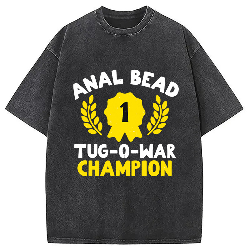 Modecanvas Bead Tug O War Champion Funny Washed T-Shirt-modecanvas
