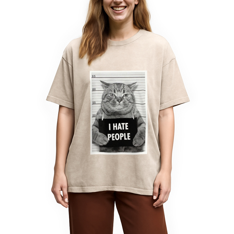 Modecanvas I Hate People Washed T-Shirt