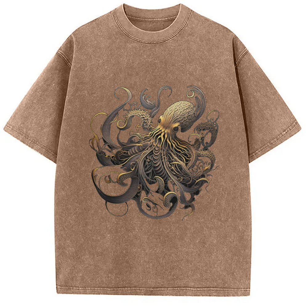 Modecanvas Golden Octopus Vintage Japanese Washed T-Shirt