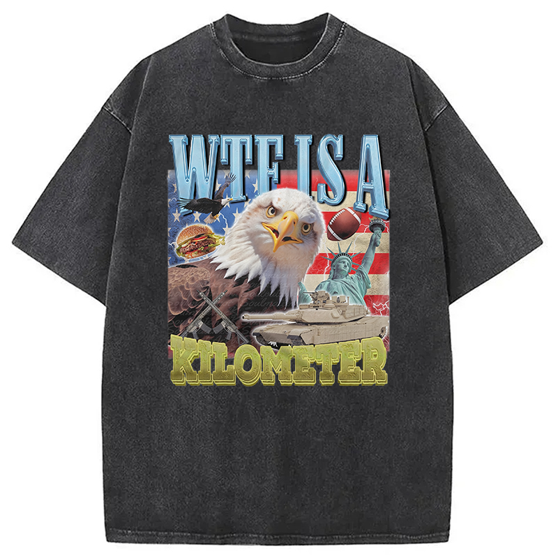 Modecanvas Funny Eagle Meme Washed T-Shirt-modecanvas