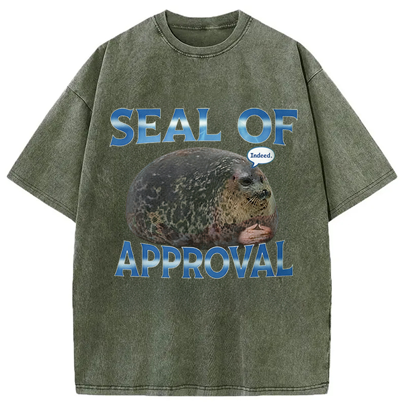 Modecanvas Seal Of Approval Meme DTG Printing Washed T-Shirt