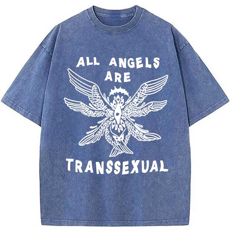 Modecanvas All Angels Are Transsexual DTG Printing Washed T-Shirt
