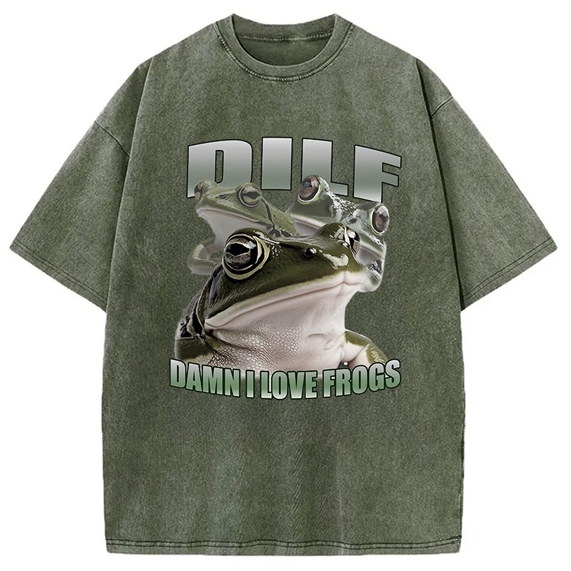 Modecanvas Damn I Love Frogs Washed T-Shirt