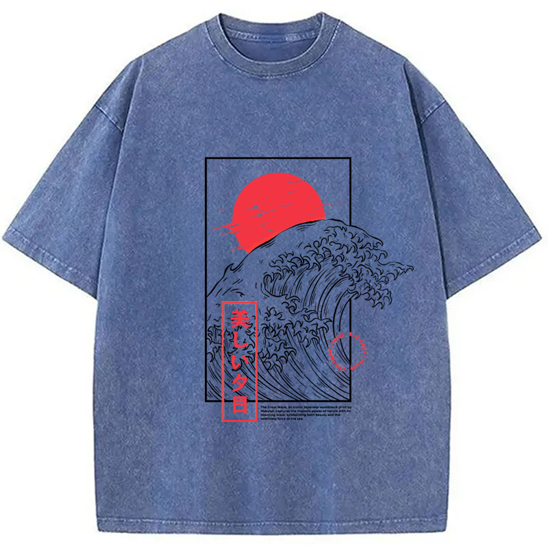 Modecanvas The Great Wave Vintage Washed T-Shirt