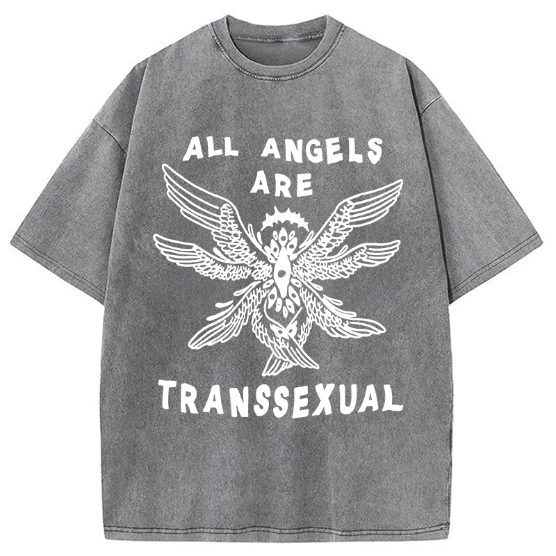 Modecanvas All Angels Are Transsexual DTG Printing Washed T-Shirt