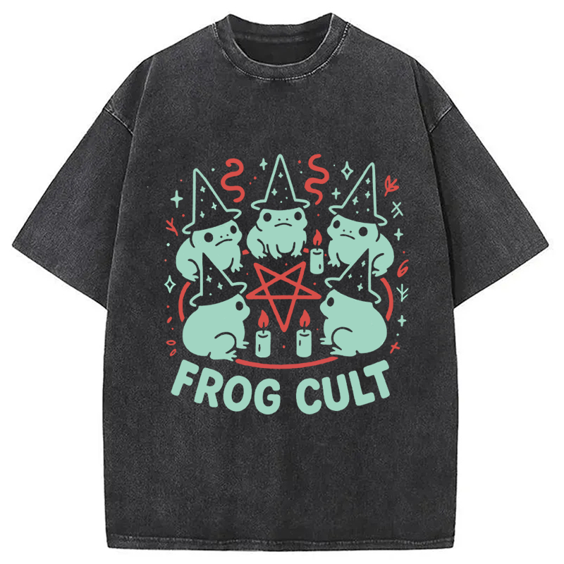 Modecanvas Frog Cult Meme DTG Printing Washed T-Shirt