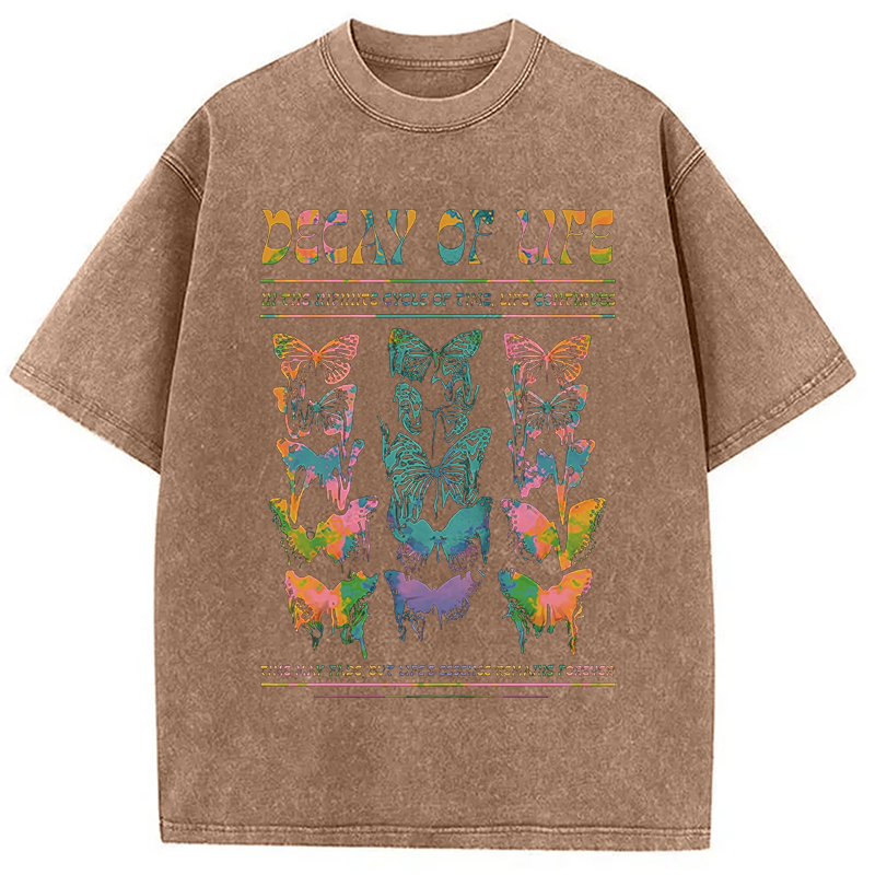 Modecanvas Decay Of Butterfly Life Washed T-Shirt