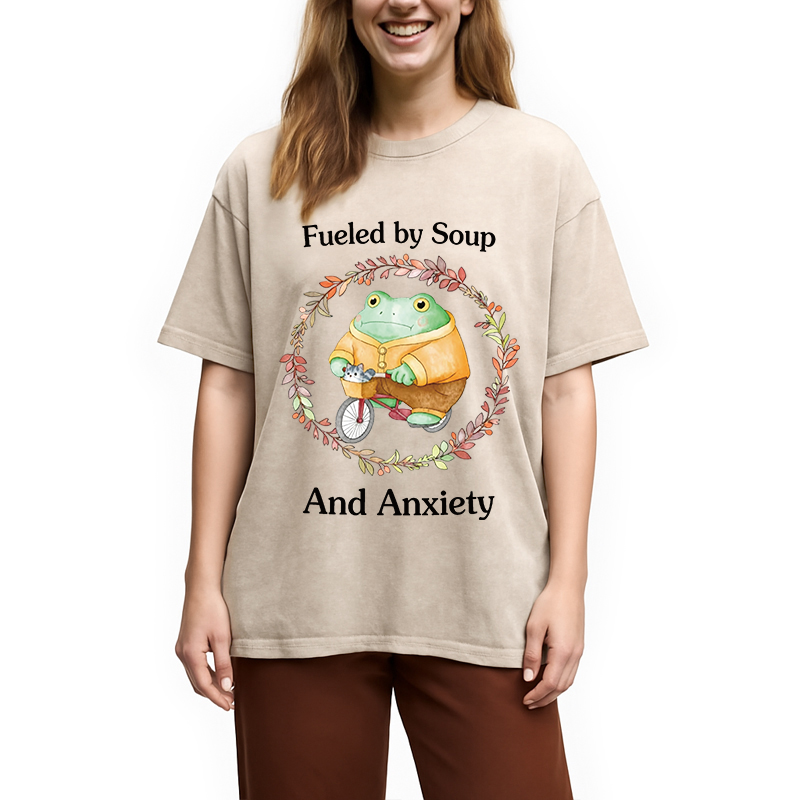 Modecanvas Soup And Anxiety DTG Printing Washed T-Shirt
