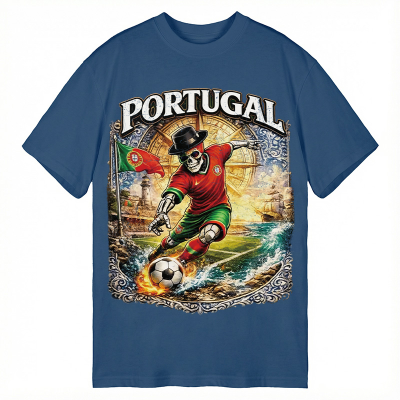 Modecanvas Portugal Soccer Skull DTG Printing Classic T-Shirt-modecanvas