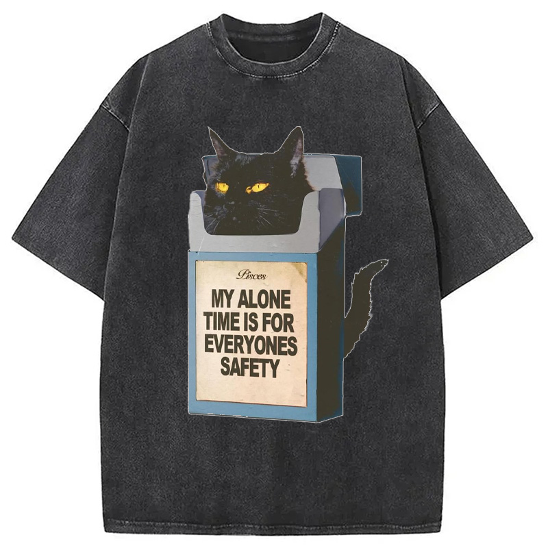 Modecanvas My Alone Time Is For Everyone Safety Meme Washed T-Shirt
