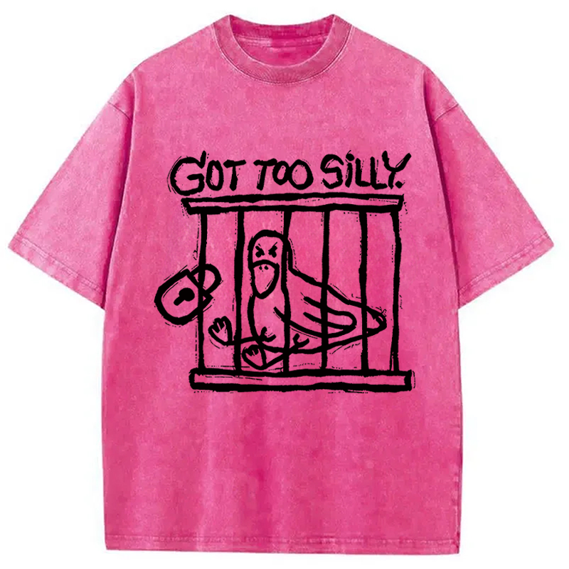 Modecanvas Lock Up A Stupid Goose Washed T-Shirt-modecanvas