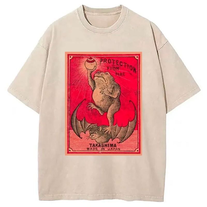 Modecanvas Japanese Matches Frog & Bat Washed T-Shirt