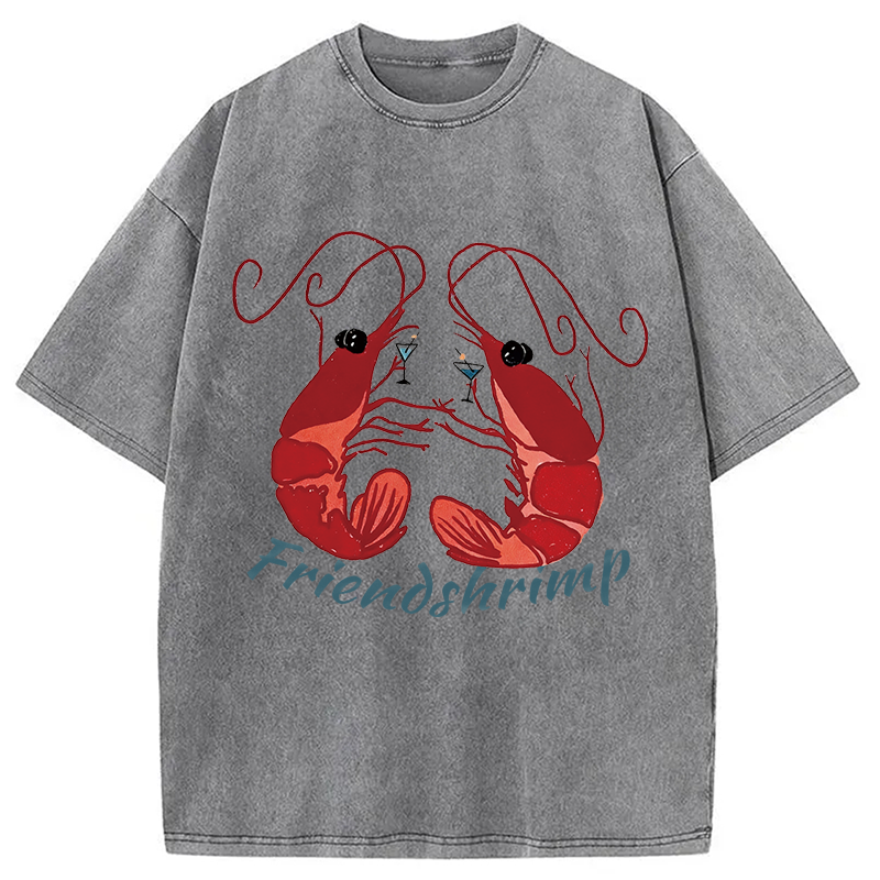 Modecanvas Friendshrimp DTG Printing Washed T-Shirt