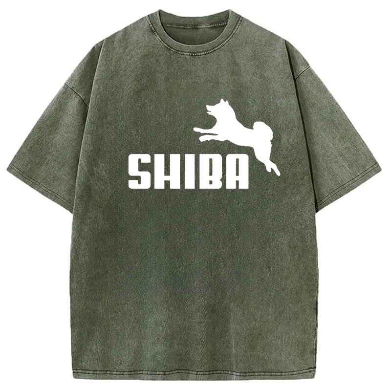 Modecanvas Shiba Dog Japanese Parody Washed T-Shirt