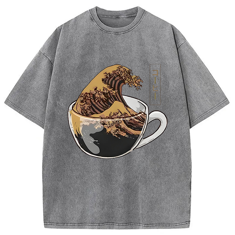 Modecanvas Coffee Wave Washed T-Shirt