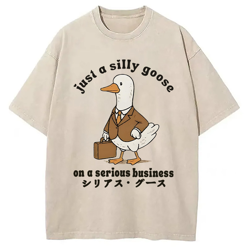 Modecanvas Silly Goose On A Serious Business Washed T-Shirt