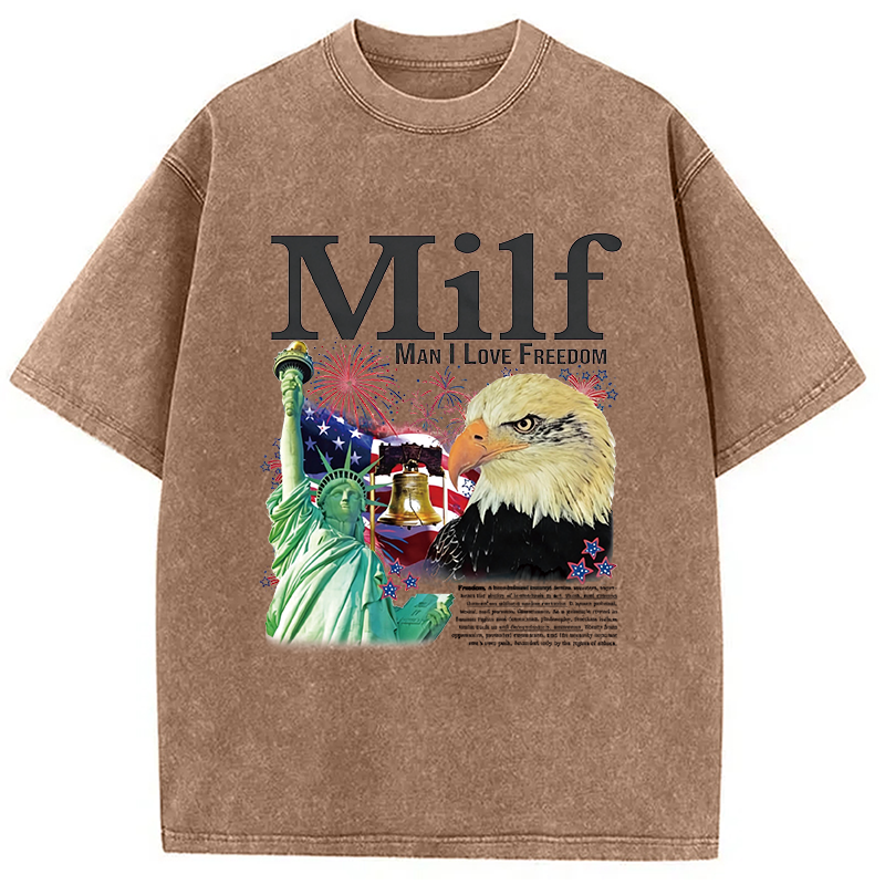 Modecanvas Man I Love Freedom DTG Printing Washed T-Shirt
