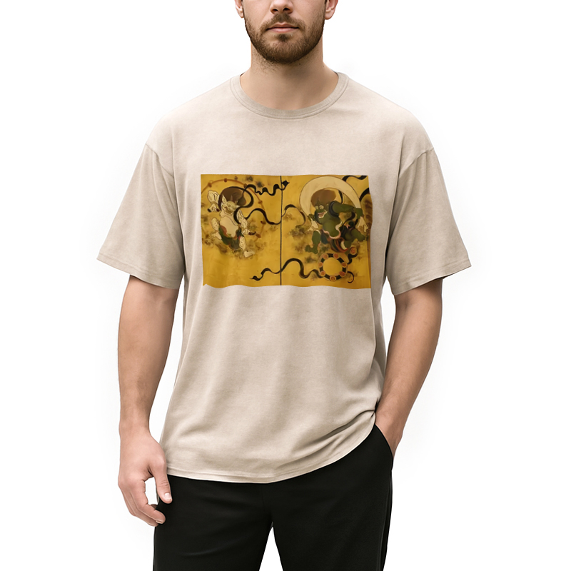 Modecanvas Fujin Raijin Japanese Ukiyo-e Washed T-Shirt