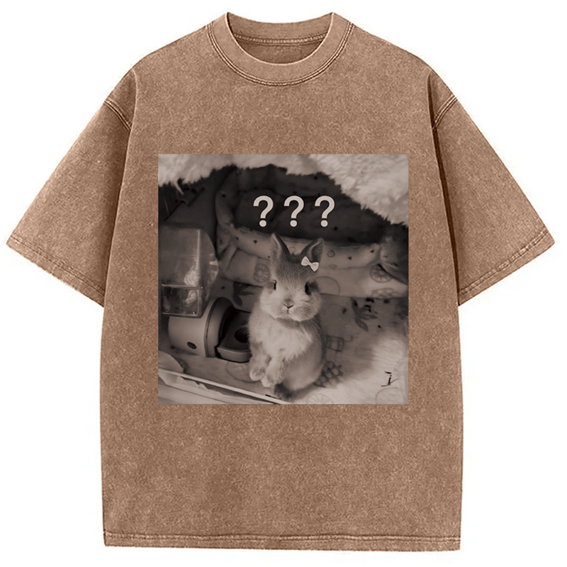 Modecanvas Cute Rabbit Valentine DTG Printing Washed T-Shirt