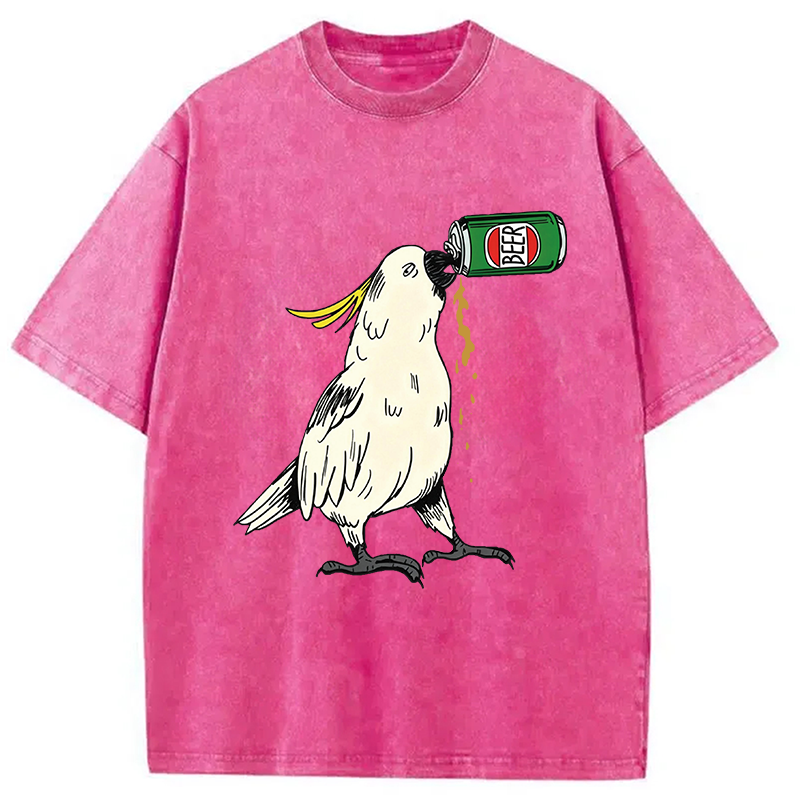 Modecanvas Cockatoo Beer DTG Printing Washed T-Shirt