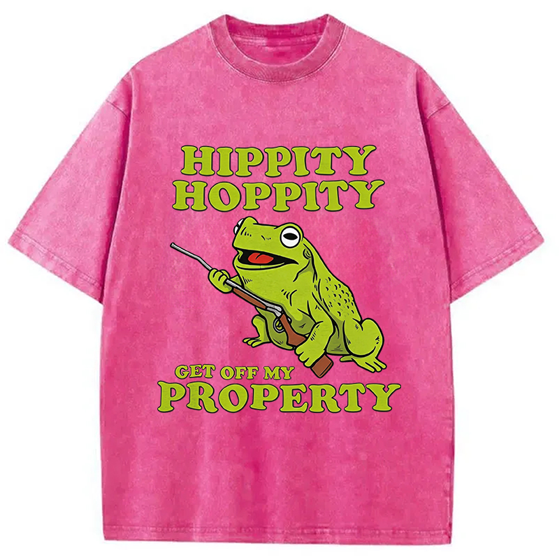 Modecanvas Hippity Hoppity Get Off My Property Meme DTG Printing Washed T-Shirt