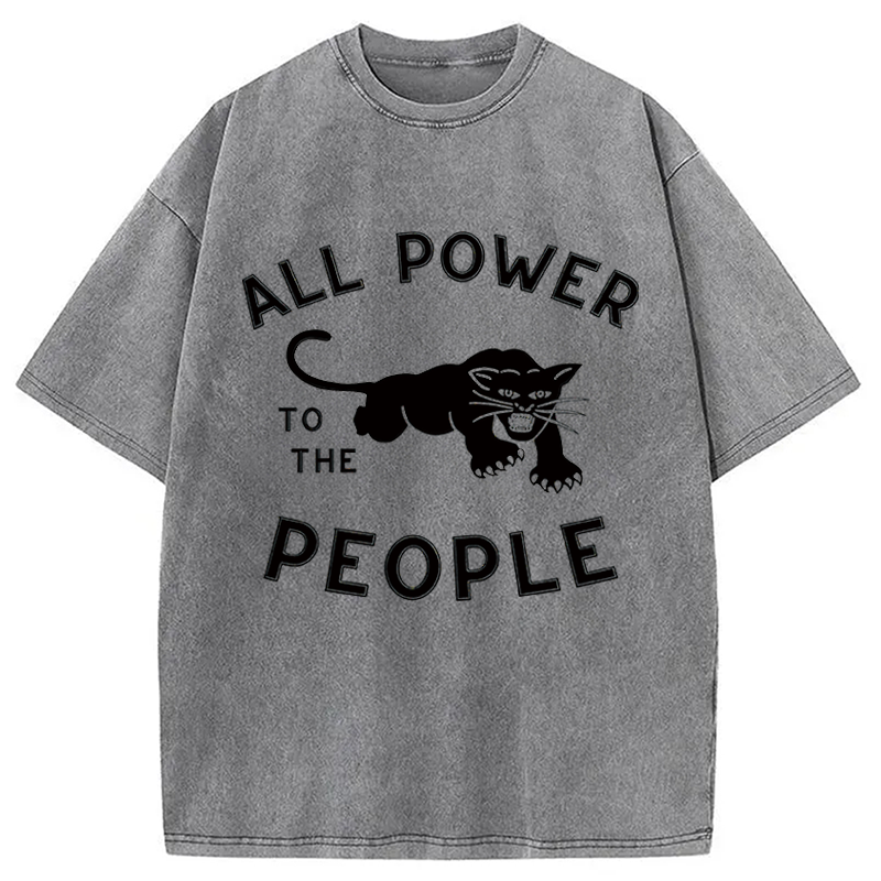 Modecanvas All Power to the People DTG Printing Washed T-Shirt-modecanvas